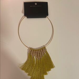 New York & Company Gold Tassel Necklace